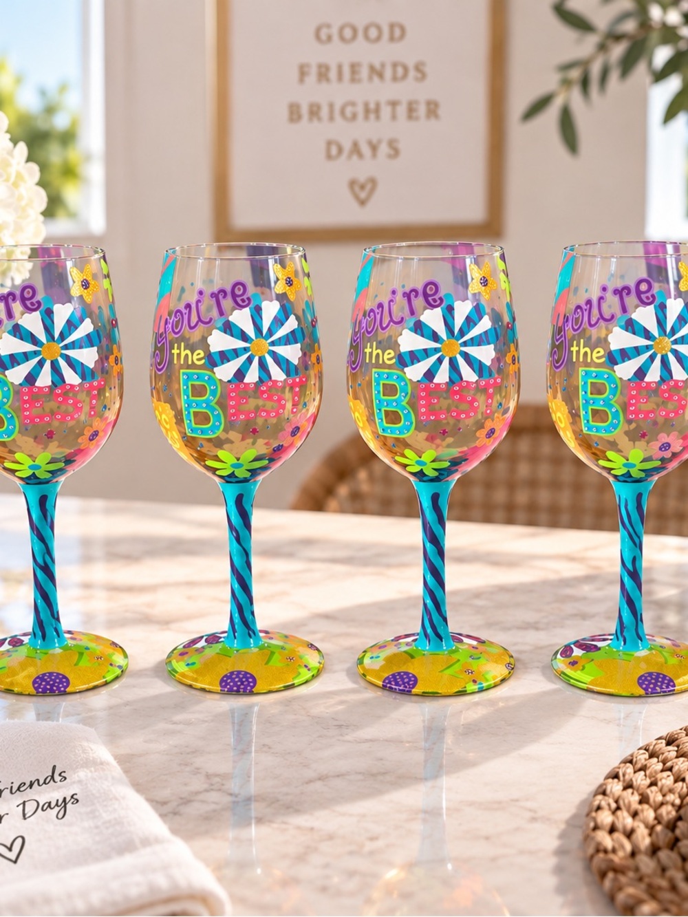 Set of 4 Designs by Lolita “You’re the Best” Wine Glasses
